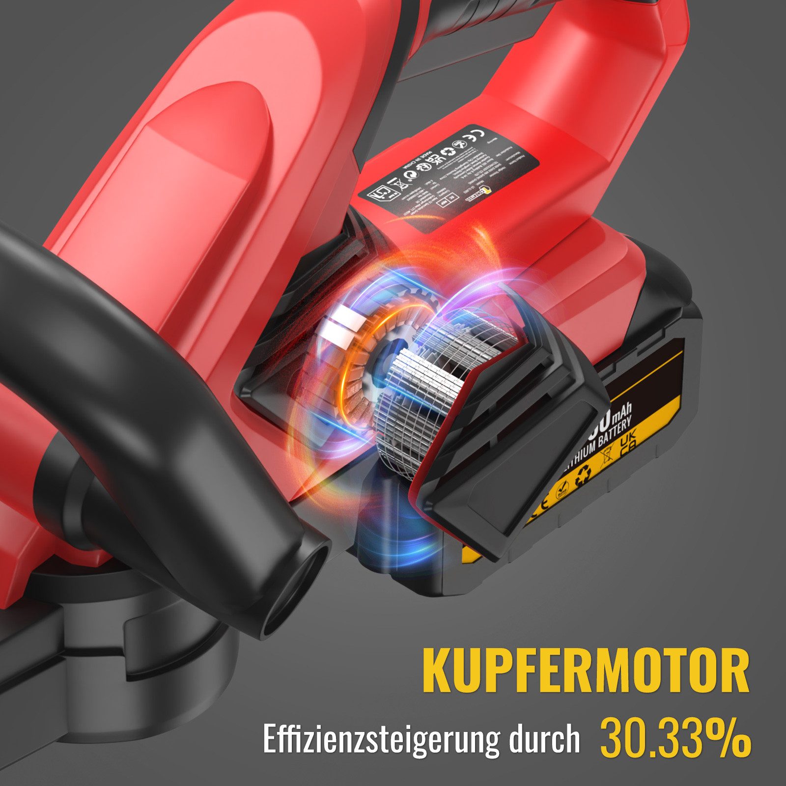 CONENTOOL Akku-Heckenschere LLJ003, 21V Heckenschere Elektro, 56 cm Schwertlänge, Inkl. 2×4,0Ah Akkus und Schnellladegerät