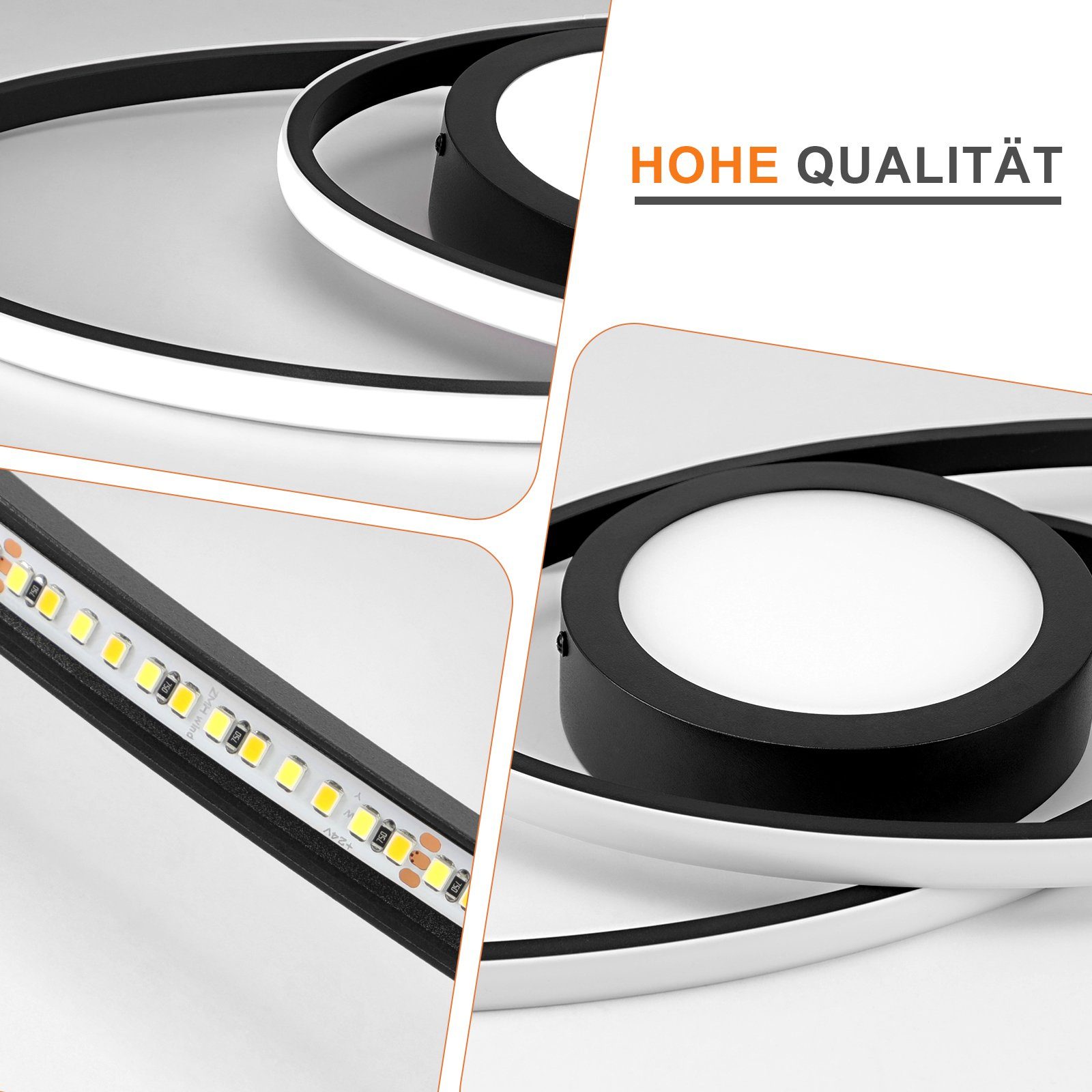 ZMH LED Deckenleuchte Wohnzimmer Deckenlampe Dimmbar mit Fernbedienung Modern 48W Flur, NachtlichtTiming, LED fest integriert, 3000-6500k, Augenschutz