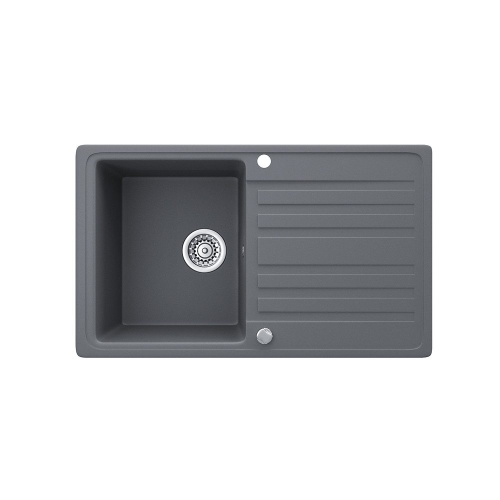 Bergstroem Granitspüle, Grau, 76 x 46 cm mit Trockenplatz, 76.5/46 cm, beidseitig montierbar