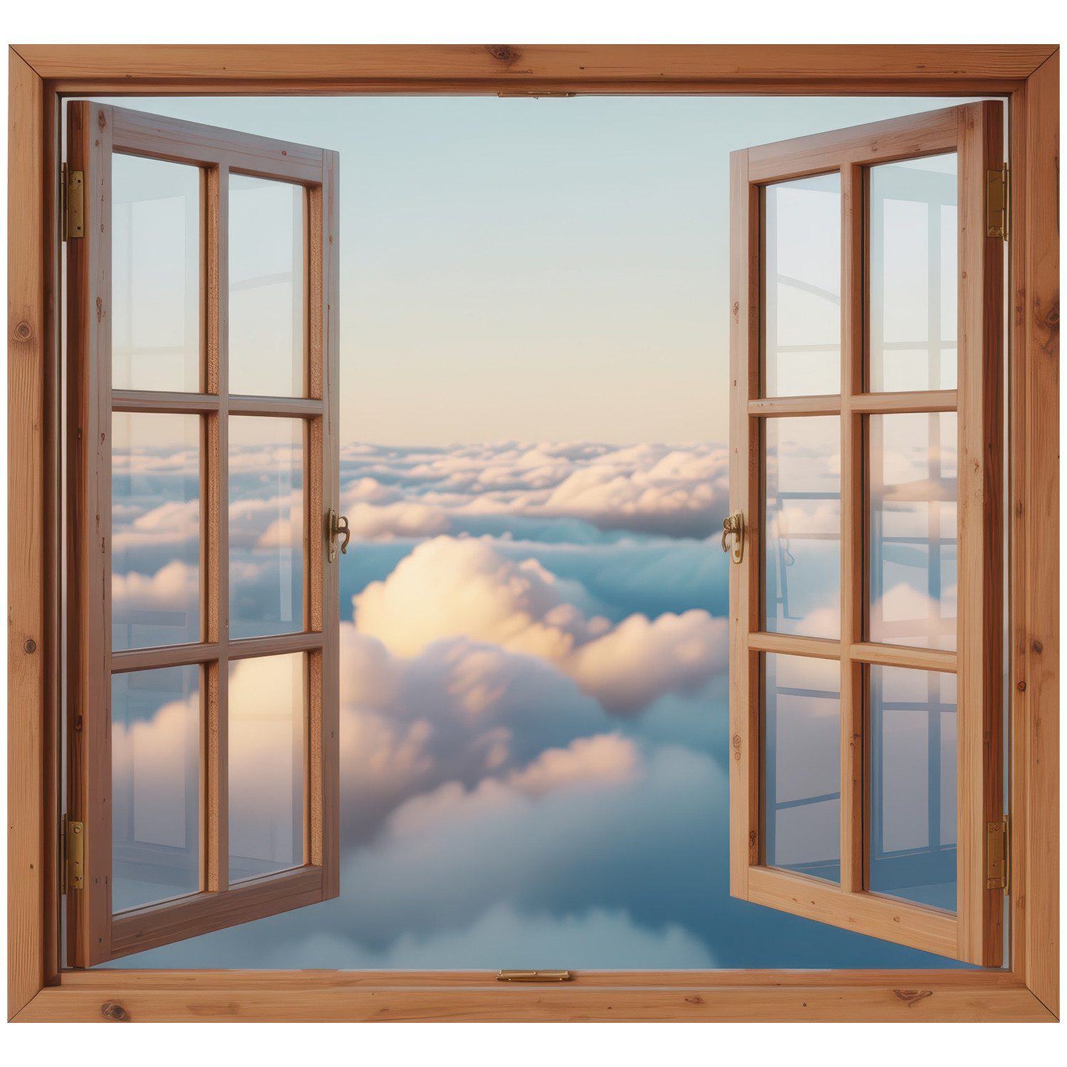 Tulup Wandtattoo Wandaufkleber Mit 3D-Effekt Fenster, Weiß 3D-Wandaufkleber, Wolken des Himmels, Blick in den Himmel durch ein offenes Fenster