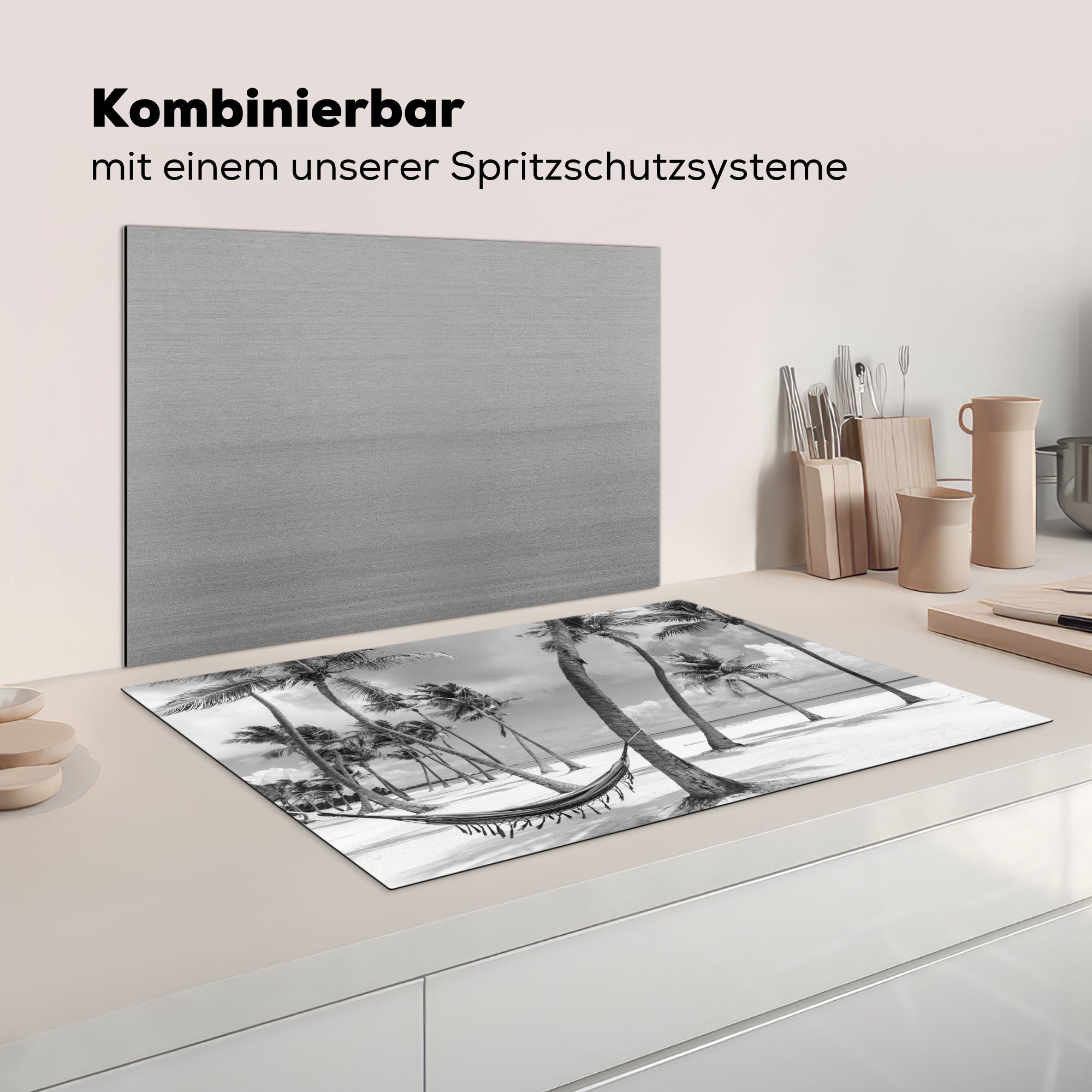 Induktionskochfeld Strand tlg), am in Vinyl, Abgeschnittene Hängematte die MuchoWow Schutz Ceranfeldabdeckung cm, Republik, Herdblende-/Abdeckplatte der Dominikanischen küche, für (1 81x52