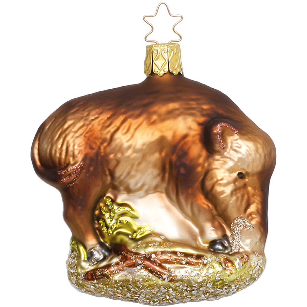 INGE-GLAS® Christbaumschmuck Wildschwein, Schwein 8,5 cm (1-tlg), mundgeblasen, handbemalt