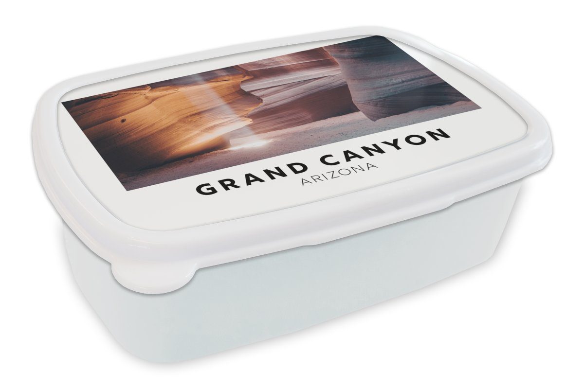 MuchoWow Lunchbox Amerika - Arizona - Schlucht, Kunststoff, (2-tlg), Brotbox für Kinder und Erwachsene, Brotdose, für Jungs und Mädchen weiß | Lunchboxen