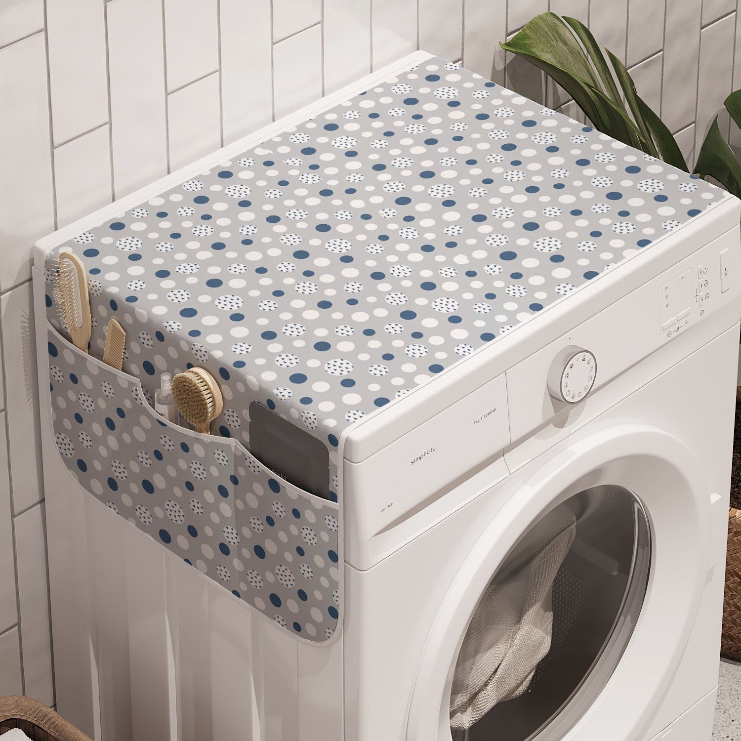 Abakuhaus Badorganizer Anti-Rutsch-Stoffabdeckung für Waschmaschine und Trockner, Gedeckte Farben Geometrische Dots Design