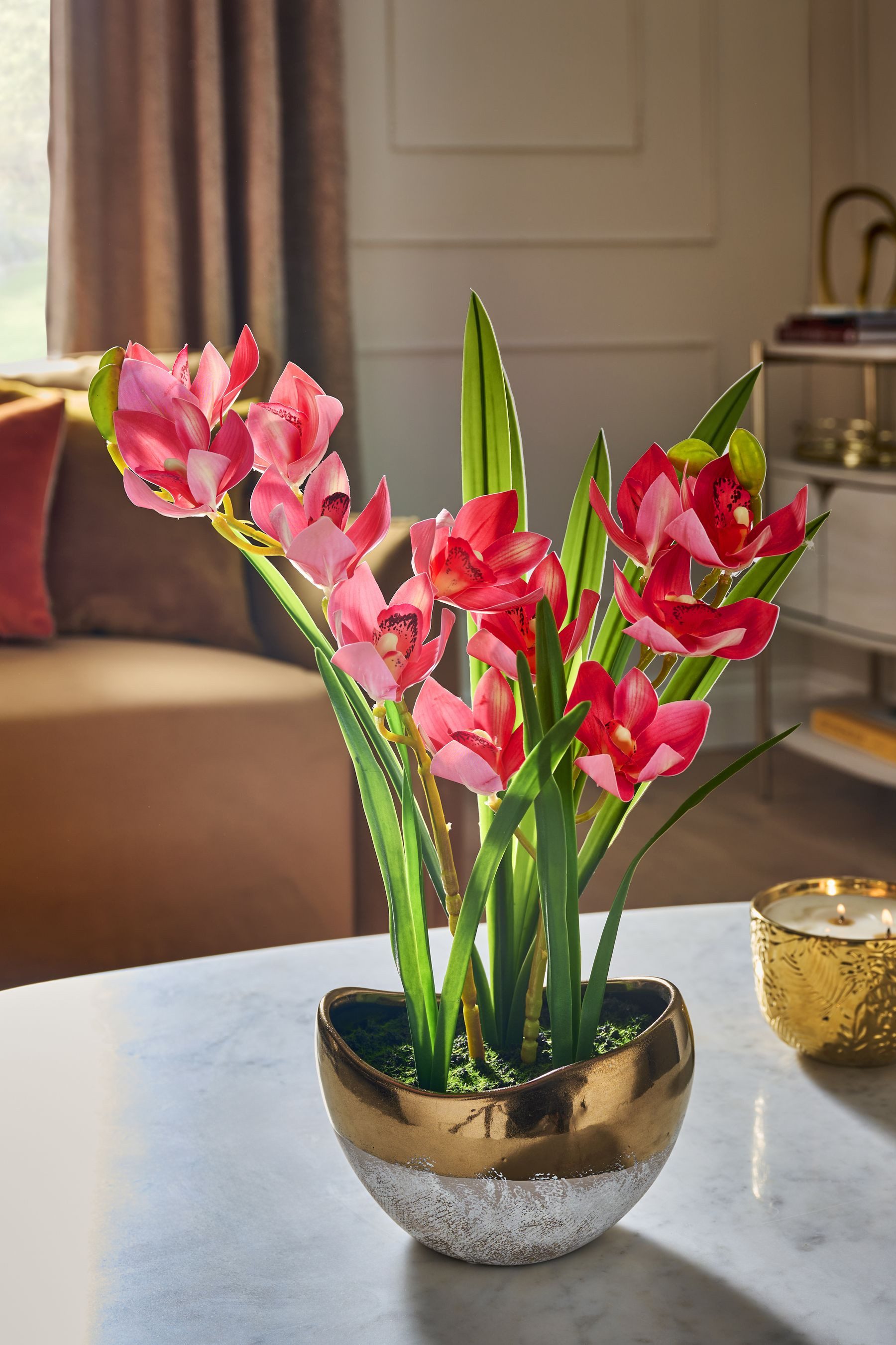 Kunstblume Künstliche Orchidee im Keramiktopf, Next, künstliche Blume, Deko-Blume