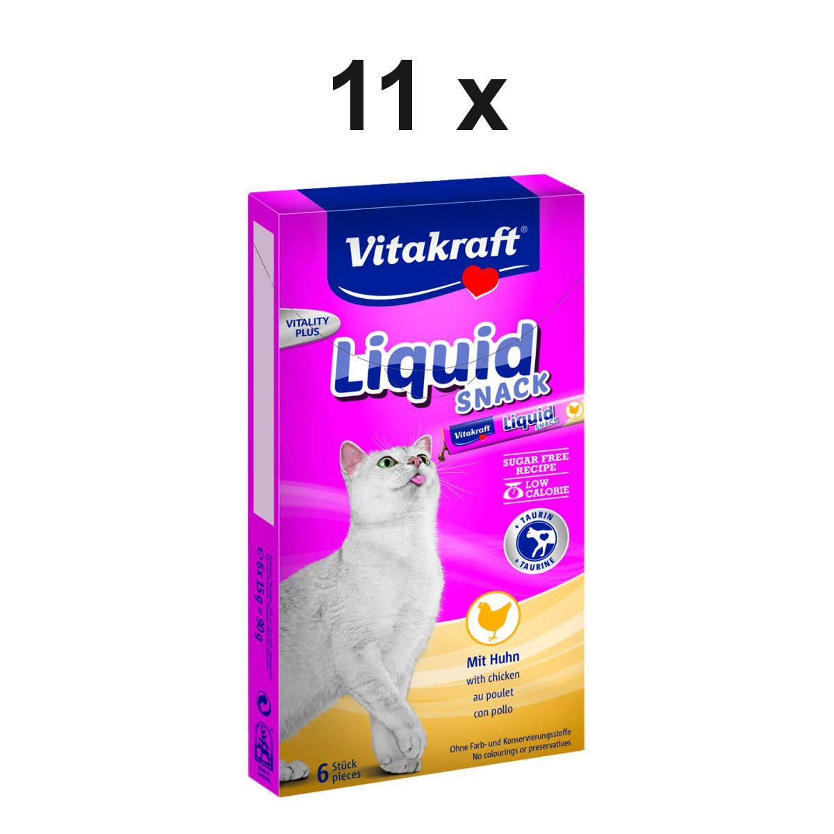 Vitakraft Katzensnack Cat Liquid Snack Huhn, 11 x 90g