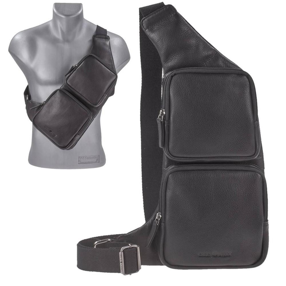 Greenburry Umhängetasche Basic, Crossbag 24x43cm, Schultertasche, Leder