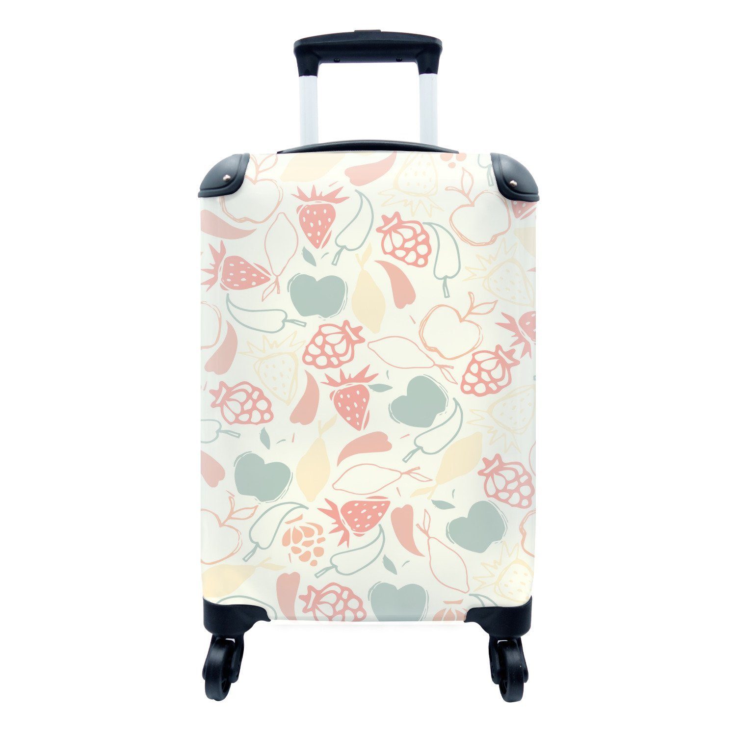 Rollen, Muster, für Reisetasche rollen, Trolley, - Obst MuchoWow Reisekoffer 4 - Handgepäck Pastell Ferien, mit Handgepäckkoffer