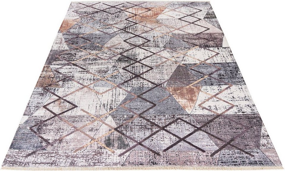 Teppich My Valencia 631, Obsession, rechteckig, Höhe: 6 mm, recycelte  Materialien, modernes Design, mit Fransen, waschbar