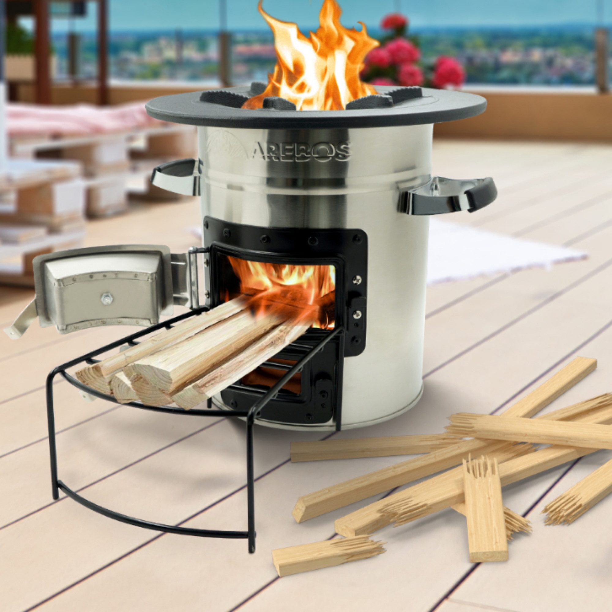 Arebos Feuerstelle Raketenofen inkl. Grillpfanne Dutch günstig online kaufen
