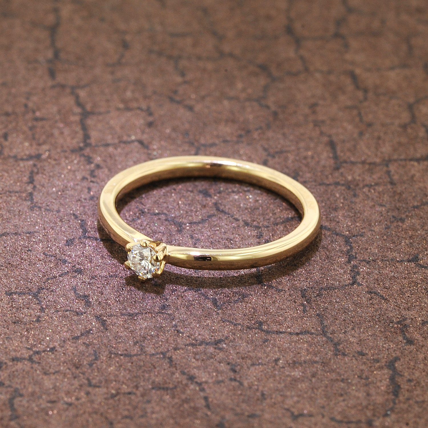 trendor Solitärring Diamantring Gelbgold 585/14 Kt. Brillant0,15 ct