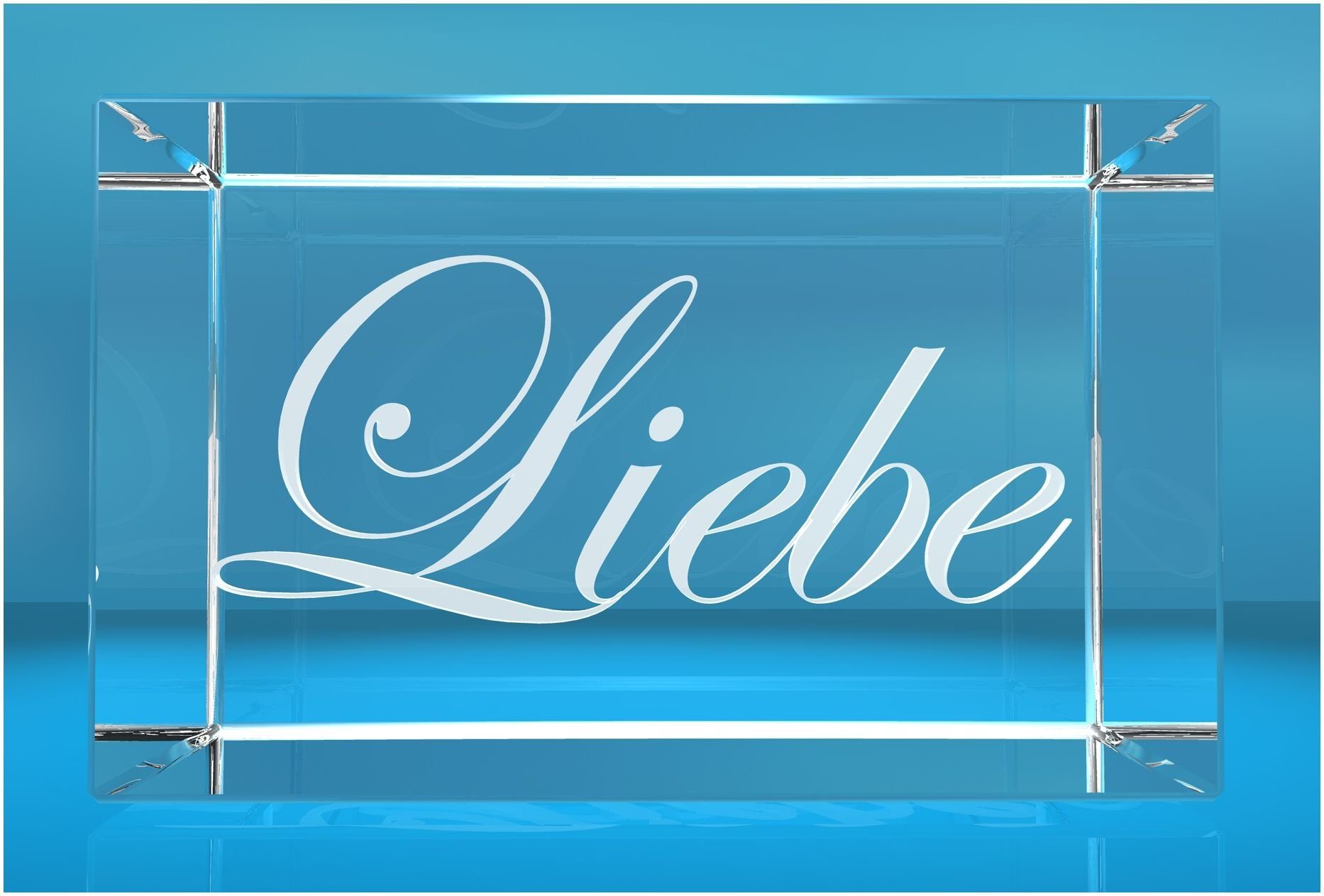 VIP-LASER Dekofigur 3D Glasquader Liebe, Hochwertige Geschenkbox, Made in Germany, Familienbetrieb