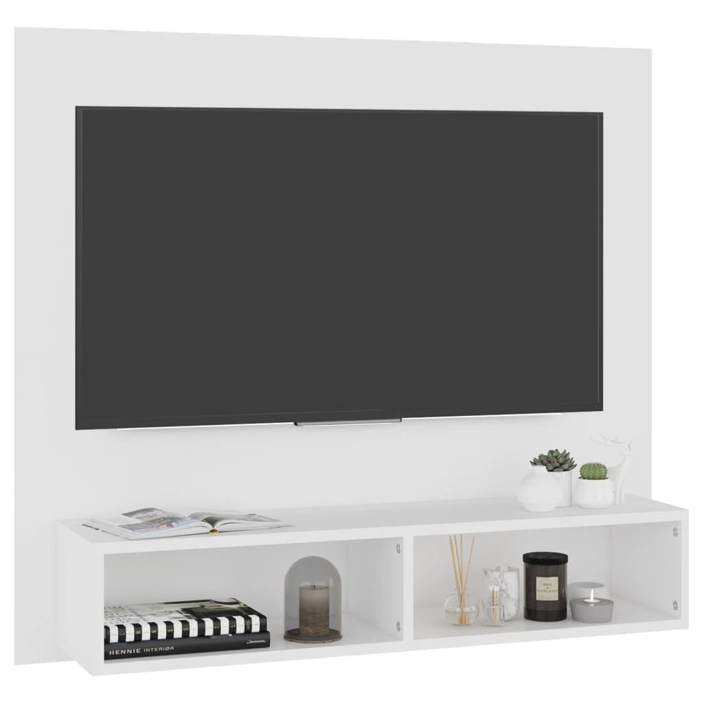 Holzwerkstoff (1-St) vidaXL 102x23,5x90 cm TV-Schrank Weiß TV-Wandschrank
