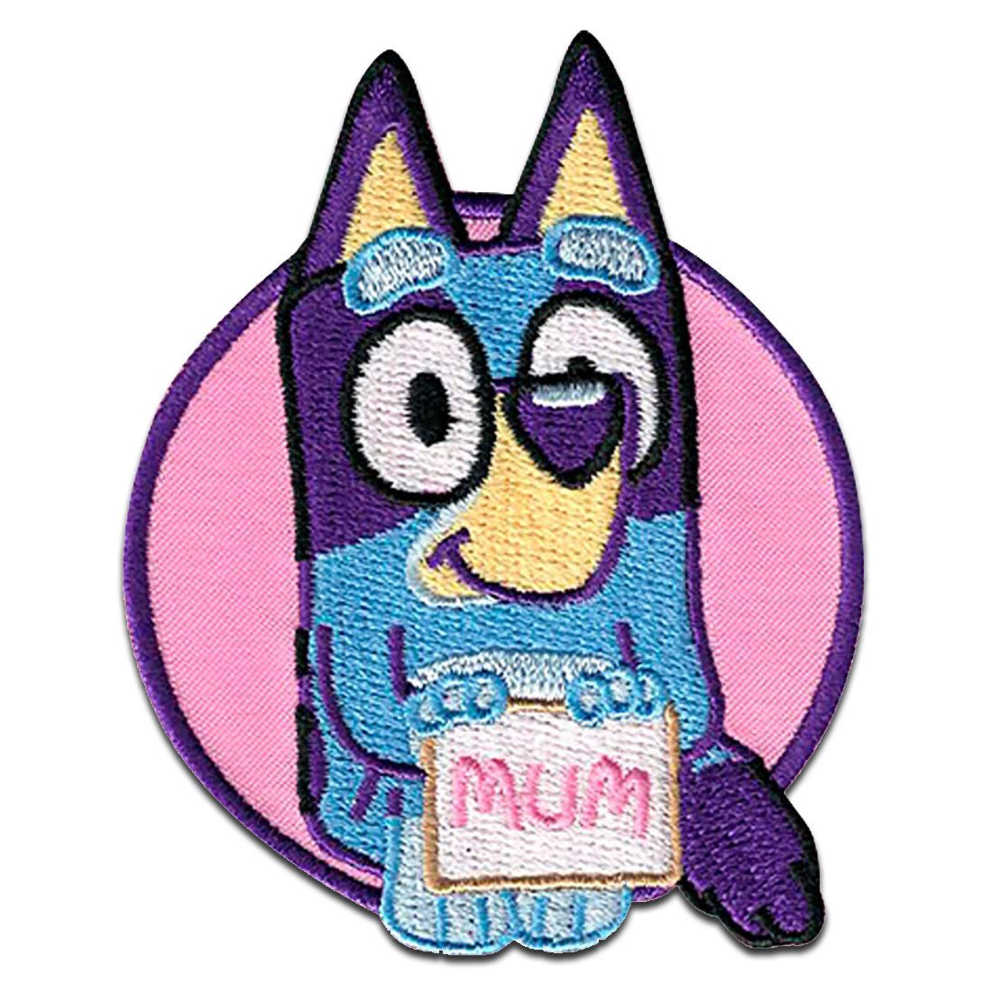 Bluey Aufnäher Bügelbild, Aufbügler, Applikationen, Patches, Flicken, zum aufbügeln, Polyester, Bluey © Mum - Größe: 7 x 5,5 cm