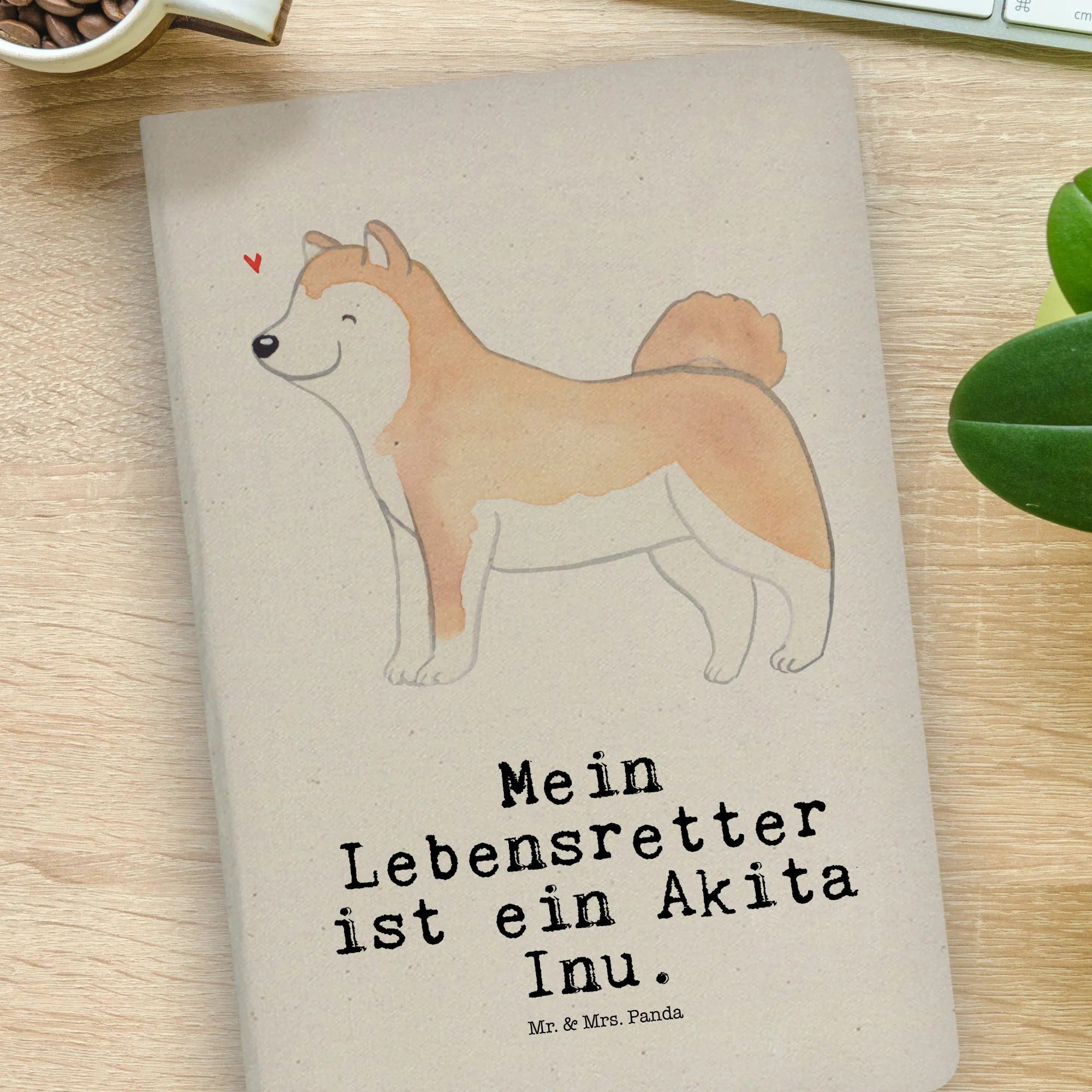 Thumbnail - Mr. & Mrs. Panda Notizbuch Akita Inu Lebensretter - Transparent - Geschenk, Stoff Notizbuch A4, Mr. & Mrs. Panda, Echte ...