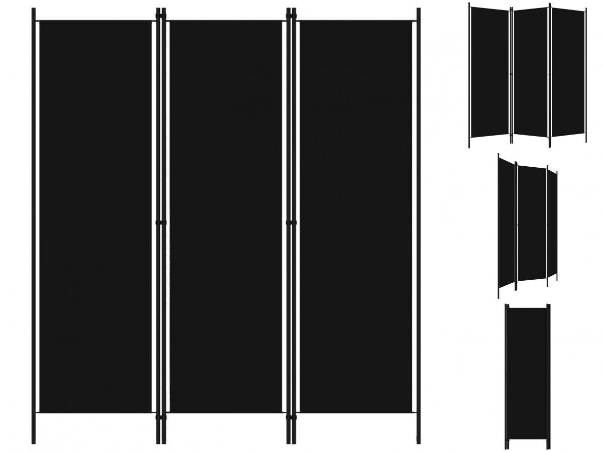 vidaXL Raumteiler Wand cm Trennwand 150x180 Paravent Schwarz 3-tlg Raumteiler Spanische