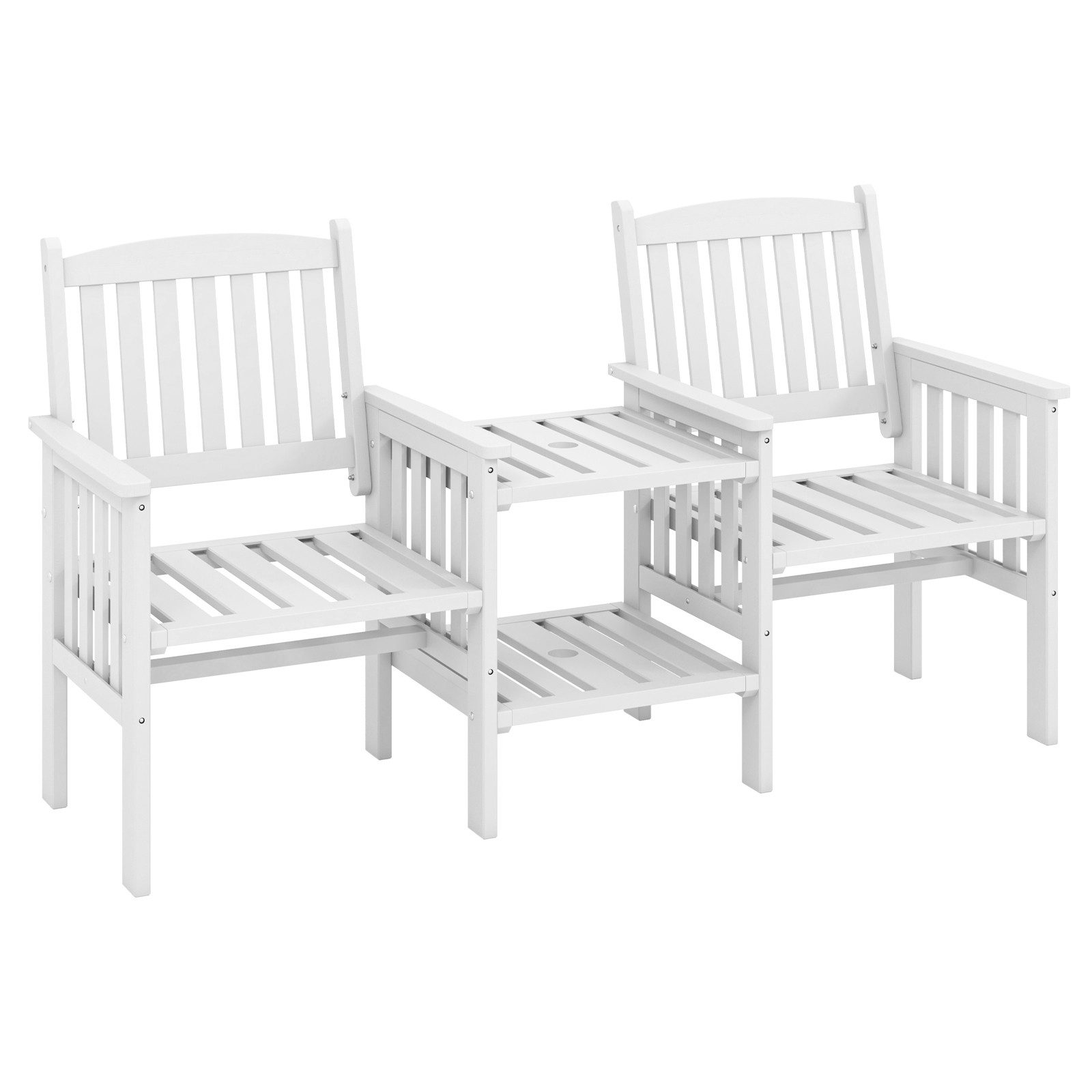 KOMFOTTEU Balkonset Gartenbank, 2-Sitzer Holzbank aus Tannenholz, bis 330kg