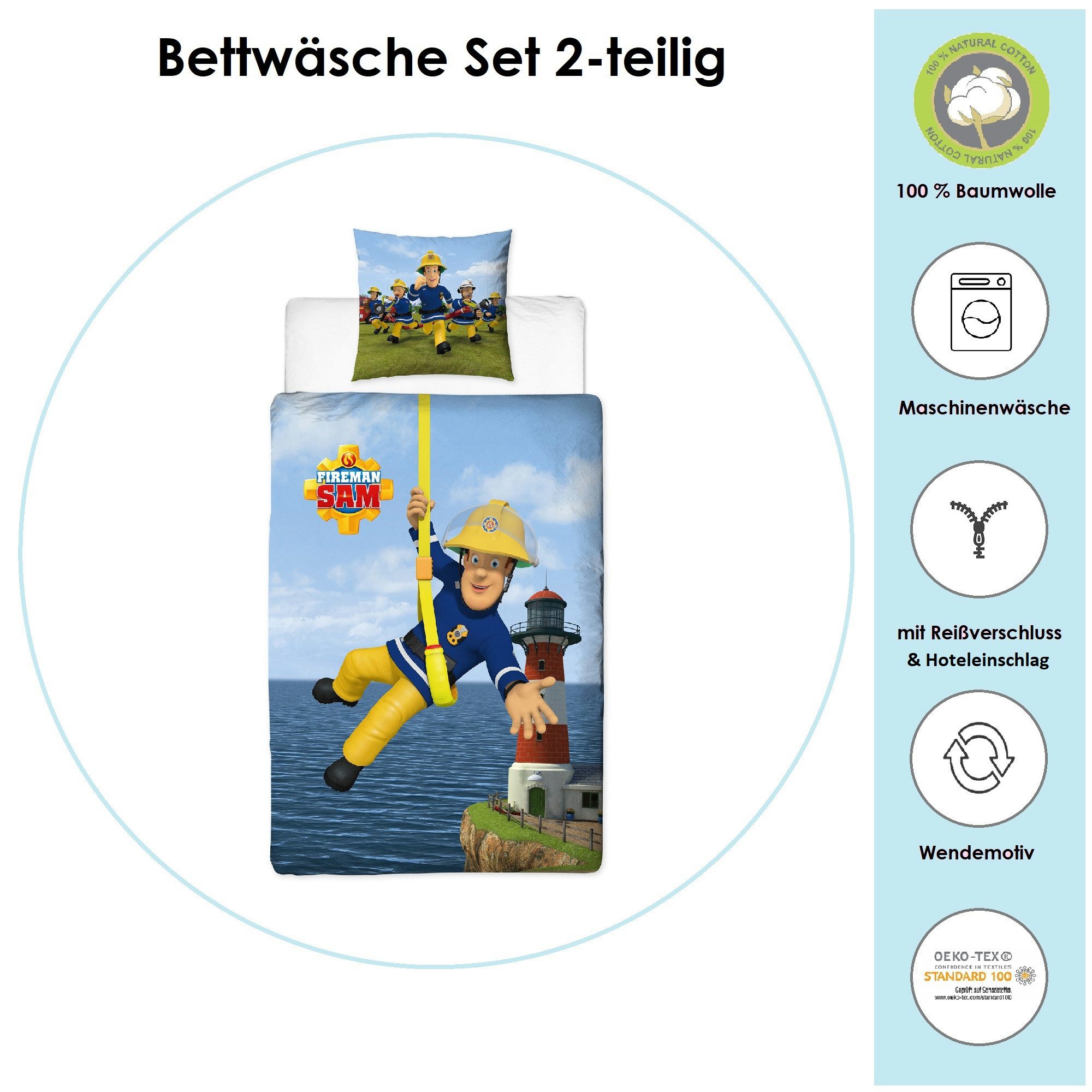Familando Kinderbettwäsche Feuerwehrmann Sam "Havoc" 100x135 günstig online kaufen
