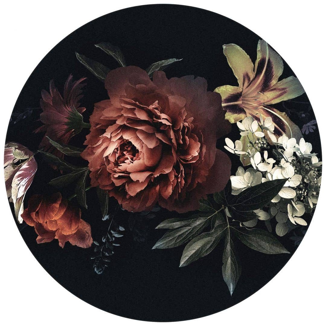 K&L Wall Art Fototapete Fototapete Vintage Rosen Blumenbouquet Vliestapete Rund Tapete, Rosenbouquet Tapete