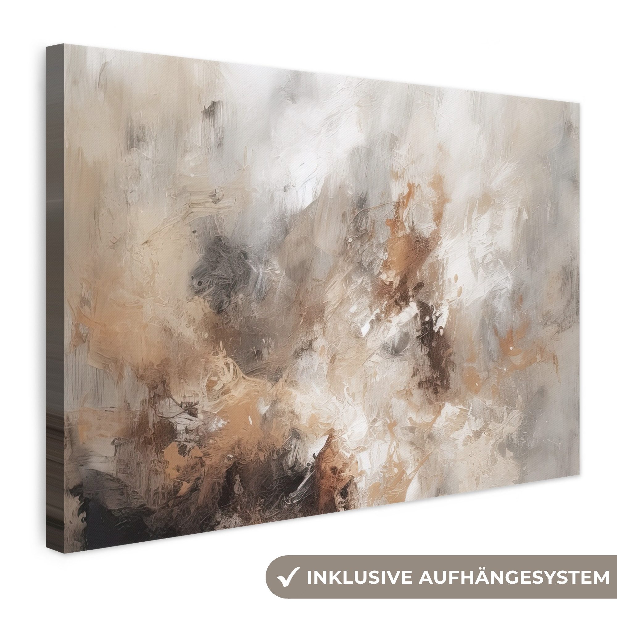 OneMillionCanvasses® Leinwandbild Farbe - Abstrakt - Beige - Kunst, Fotodruck (1 St), Leinwand Bilder Klein, Wand Dekoration Aesthetic 30x20 cm