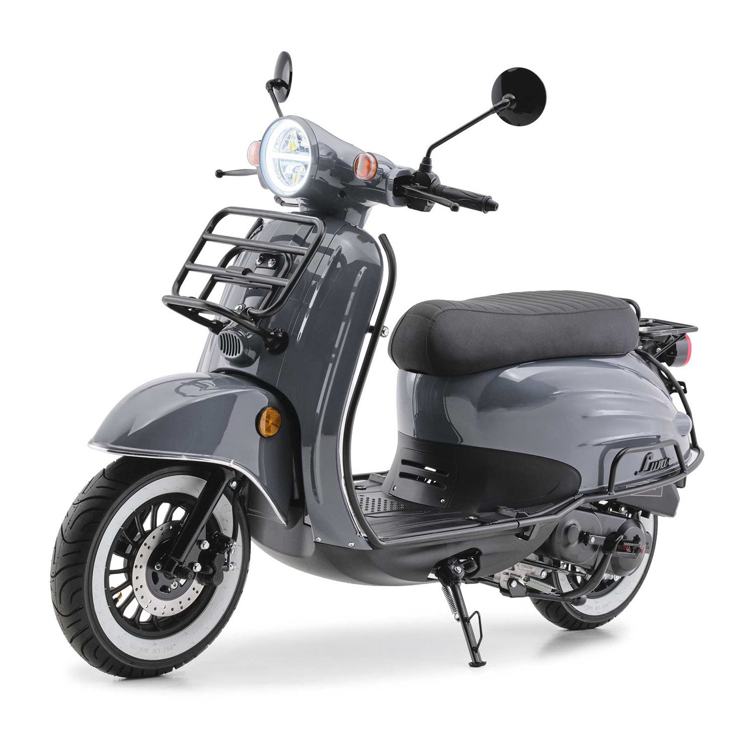 Burnout Motorroller Luna Grau, 50 ccm, 45 km/h, Euro 5, Retro-Design, LED-Licht