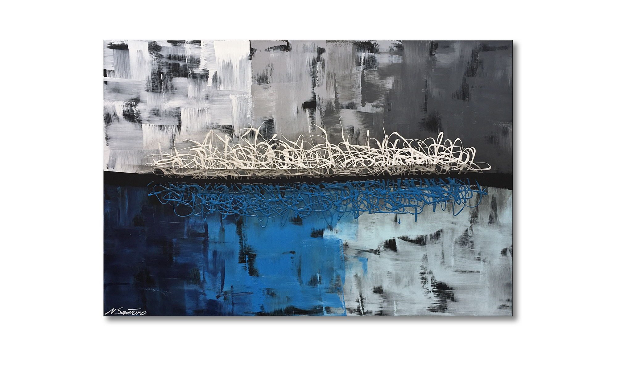 WandbilderXXL Gemälde Melting Ice 120 x 80 cm, Abstraktes Gemälde, handgemaltes Unikat