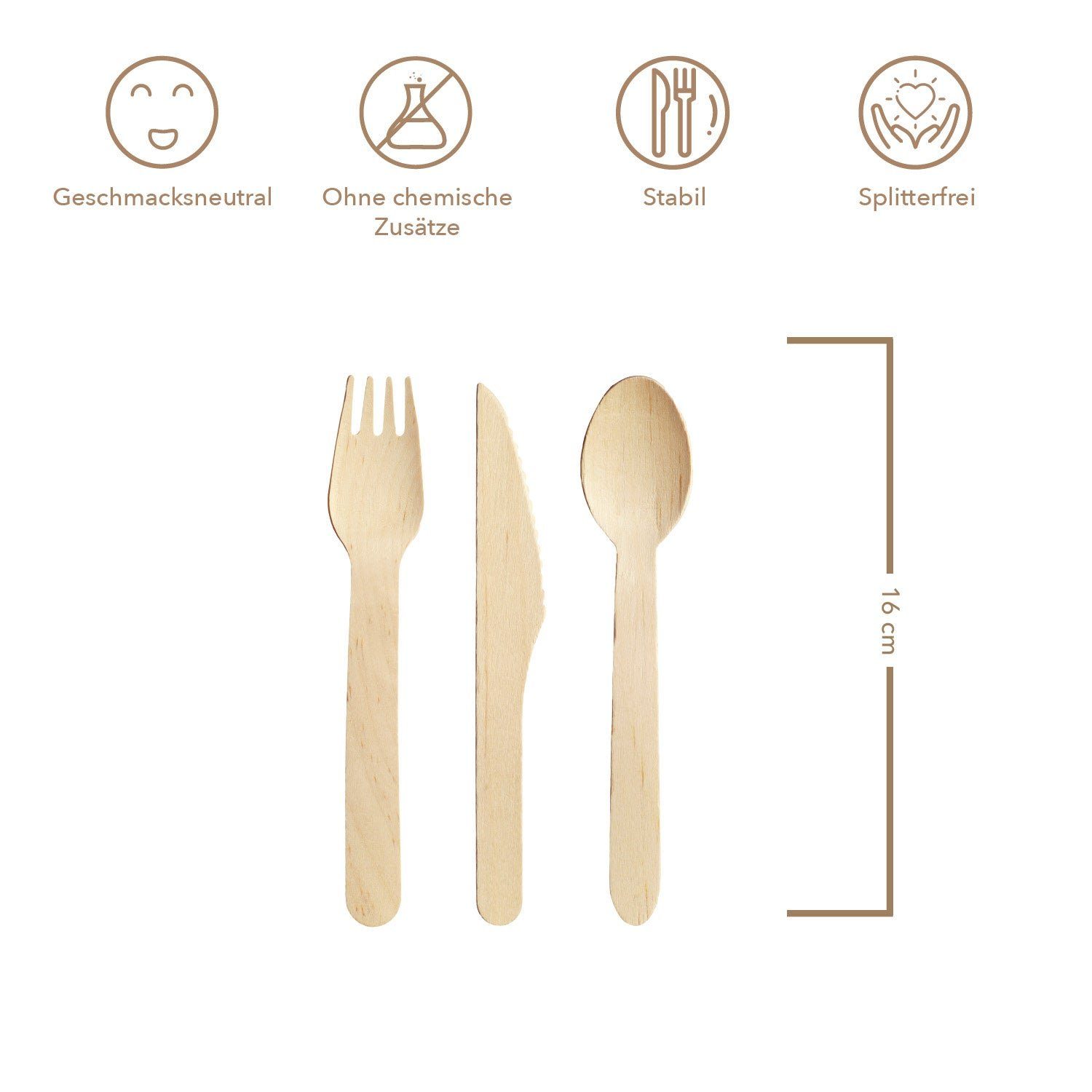 wisefood Einwegbesteck-Set Holzgabel - 16,5cm Einwegholzgabel (100-tlg), Holz