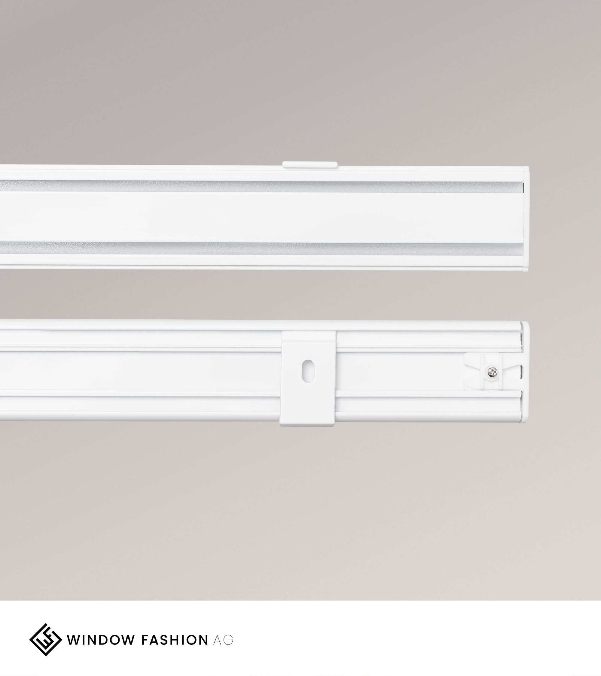 Sichtschutzbefestigung SET FASHION (1-tlg), weiß WINDOW AG, LxHxB Vorhangschiene 115x1.3x3.8cm Deckenmontage, 2 Innl
