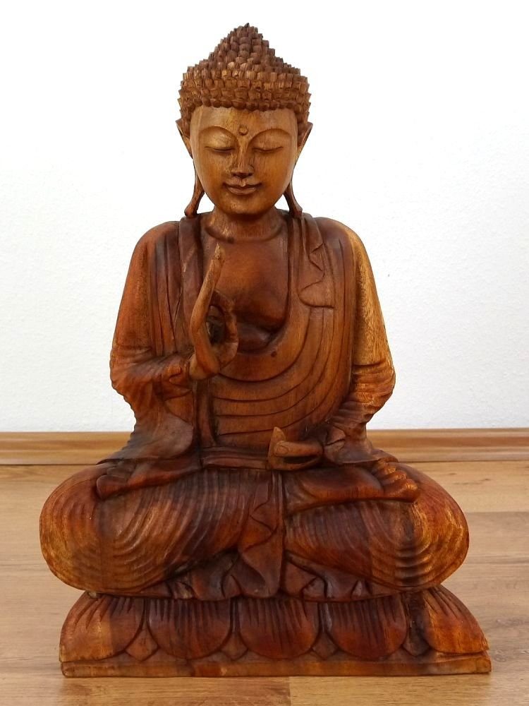 livasia Buddhafigur Bali Buddha aus Holz, Deko (32cm/50cm Höhe)