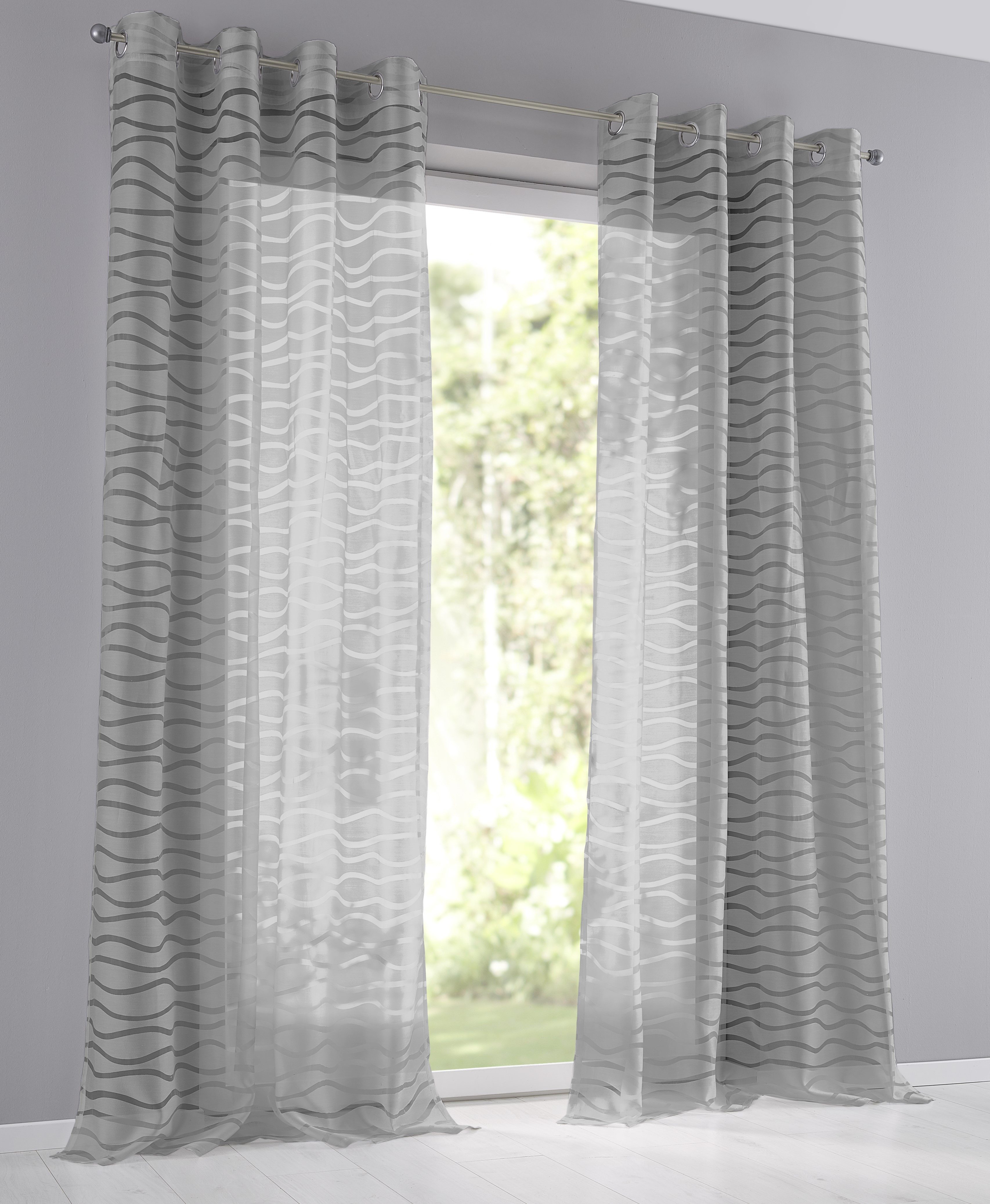 Kutti Vorhang Enya (1 St), Ösen, halbtransparent, Ausbrenner, modernes Design