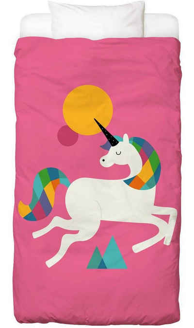 Kinderbettwäsche To Be A Unicorn - Kinderbettwäsche Deckenbezug aus, Juniqe, Baumwolle (100), 2 teilig, mit Reißverschluss, 100% Baumwolle, angenehmes Hautgefühl
