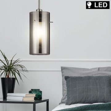 etc-shop Pendelleuchte, Leuchtmittel inklusive, Warmweiß, Design Decken Pendel Lampe Glas rauch Ess Zimmer Beleuchtung