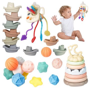 Esun Greifspielzeug Baby Spielzeug, 4 in 1 Montessori Spielzeug baby (Sensorik Lernspielzeug), Babyspielzeug ab 3 4 5 6 7 8 9 10 11 Monate