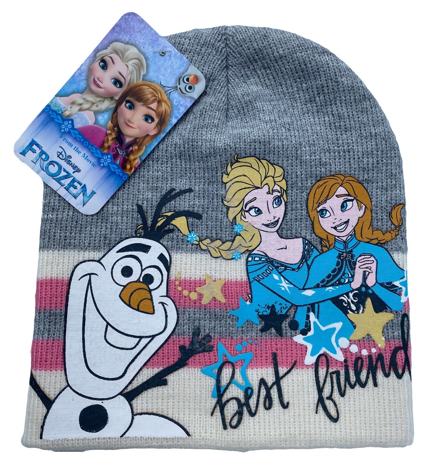 Gr.52 und Die Beanie + Disney Eiskönigin Mütze Frozen FROZEN Mädchen Wintermütze 54 rosa blau grau Beanie