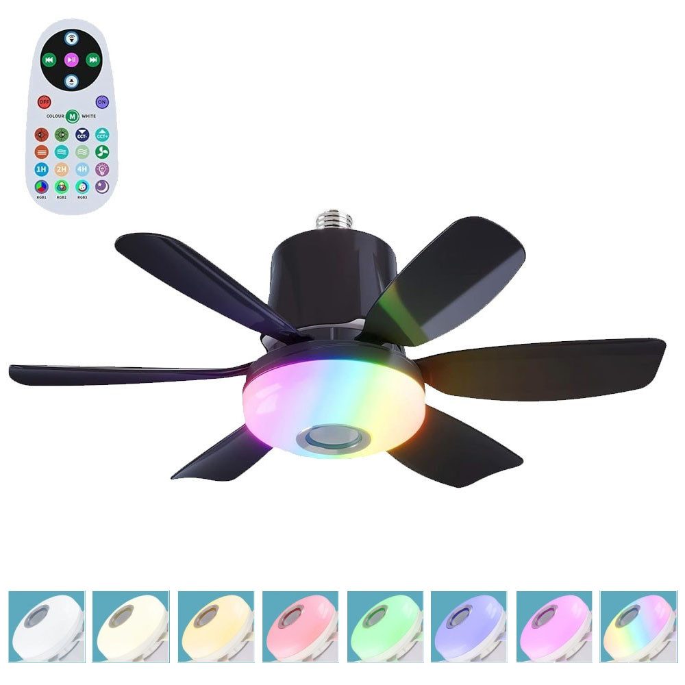 VIVIHEYDAY Deckenventilator mit LED Licht und Fernbedienung, Schlafzimmer Dimmbar Deckenventilator, Lampe, RGB LED Deckenleuchte mit Ventilator und Bluetooth Lautsprecher