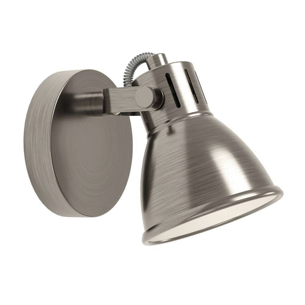 EGLO LED Wandleuchte SERAS Wandlampe, Deckenstrahler, Spot, Flurlampe, nickel-antik, creme, LED wechselbar, Warmweiß, Wohnzimmerlampe, Esszimmerlampe, schwenkbarer Spot, GU10, 17x10cm
