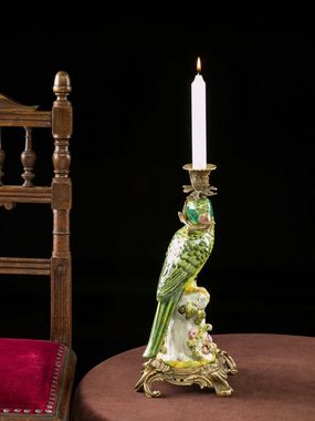 Aubaho Kerzenständer Papagei Kerzenständer Porzellan antik Stil Kerzenleuchter 37cm porcela