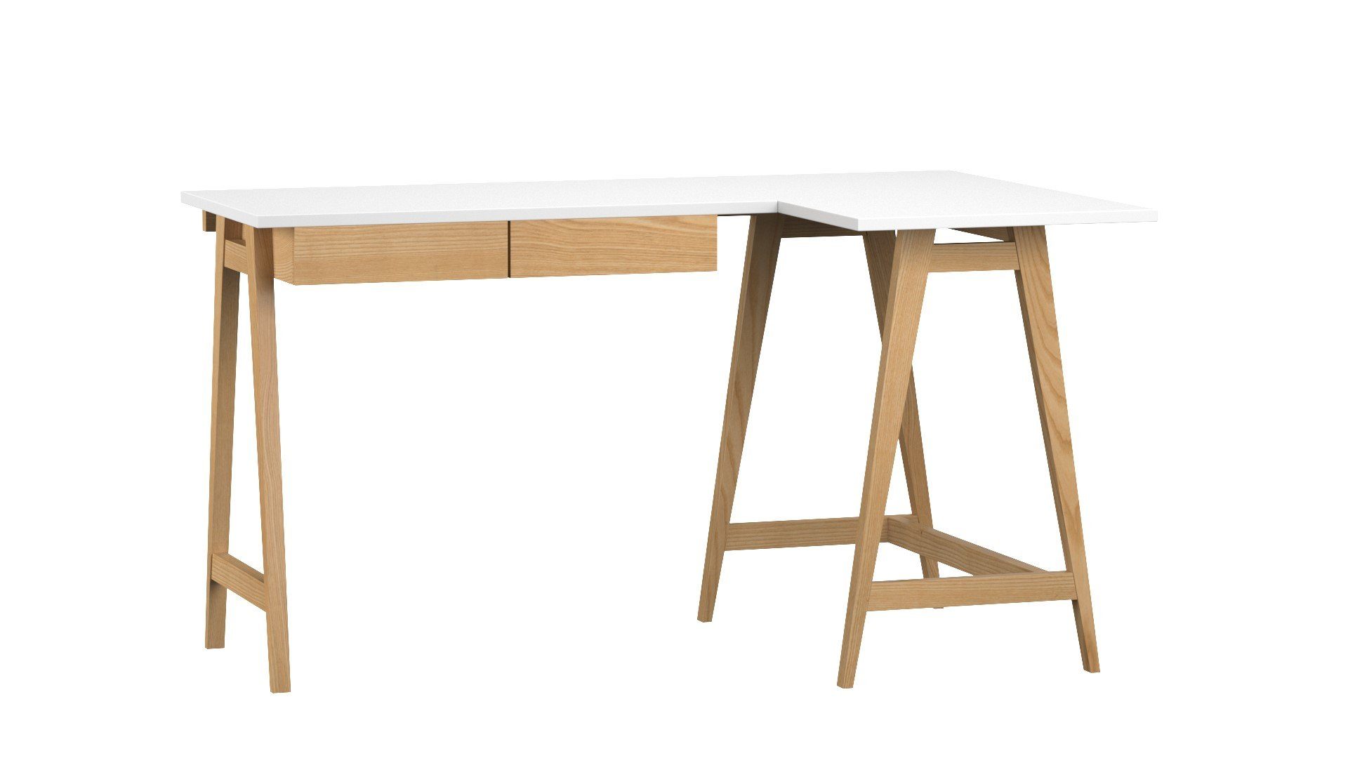 Design Schreibtisch Schreibtisch Schubladen Eschenholz Katia - MDF-Platte Schubladen) mit Eckschreibtisch - mit - Moderner Weiß - Siblo Kinderzimmer minimalistisches - Katia (Eckschreibtisch - Jugendzimmer