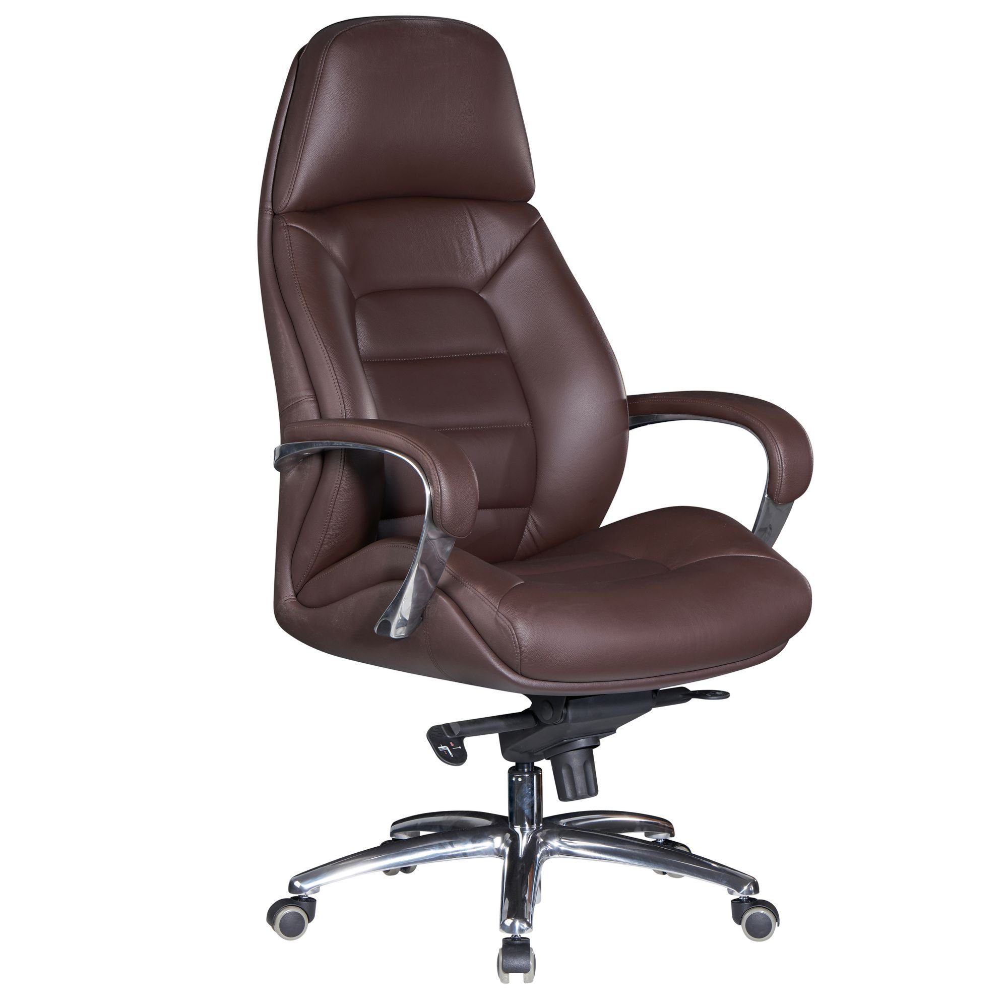 KADIMA DESIGN Chefsessel MIRON - Ergonomischer Ledersessel mit Wippmechanik & Rollen