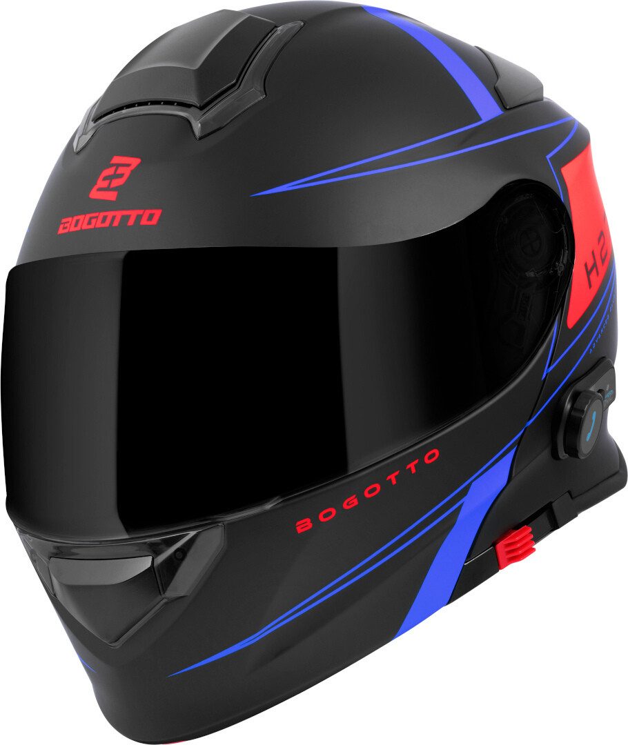 Bogotto Motorradhelm H271 BT Taog Bluetooth Klapphelm, integriertes Kommunikationssystem,geeignet für Brillenträger,hera