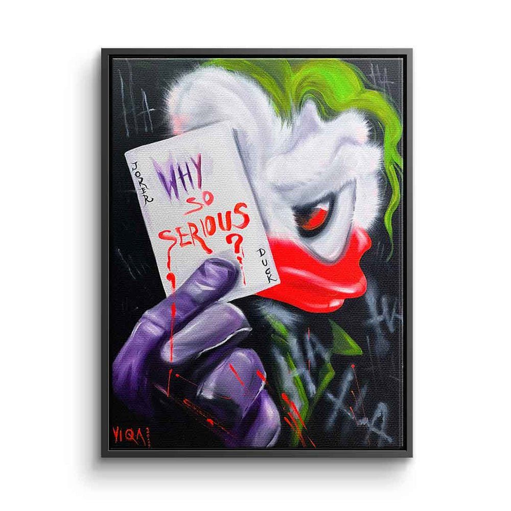 DOTCOMCANVAS® Leinwandbild, Leinwandbild Joker Duck Why so serious by Viqa Art mit premium Rahmen schwarzer Rahmen