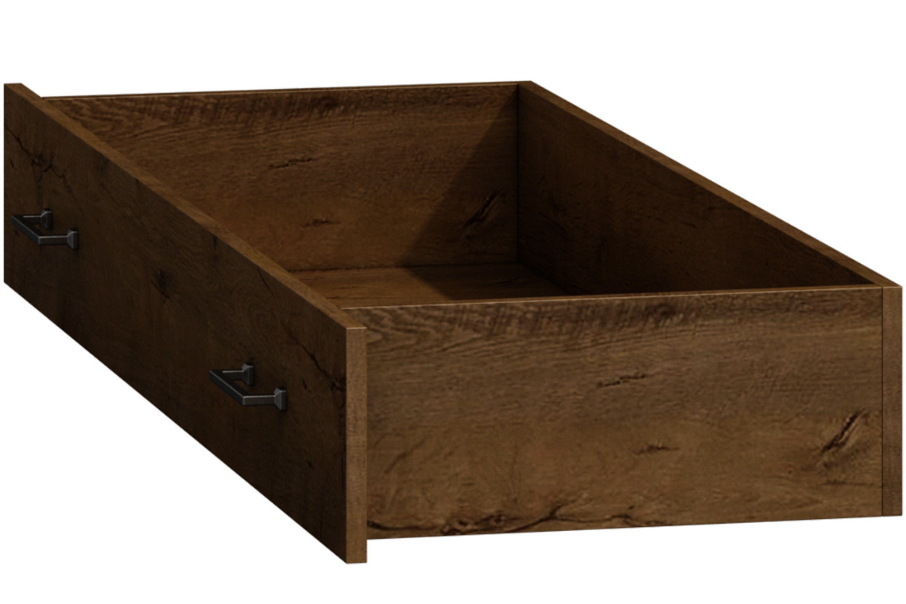 KONSIMO® Bettschubkasten VETIS Schublade für Bett, Bettschublade, Bettkasten, mit Metallgriffen, Holzstruktur, Breite 150 cm