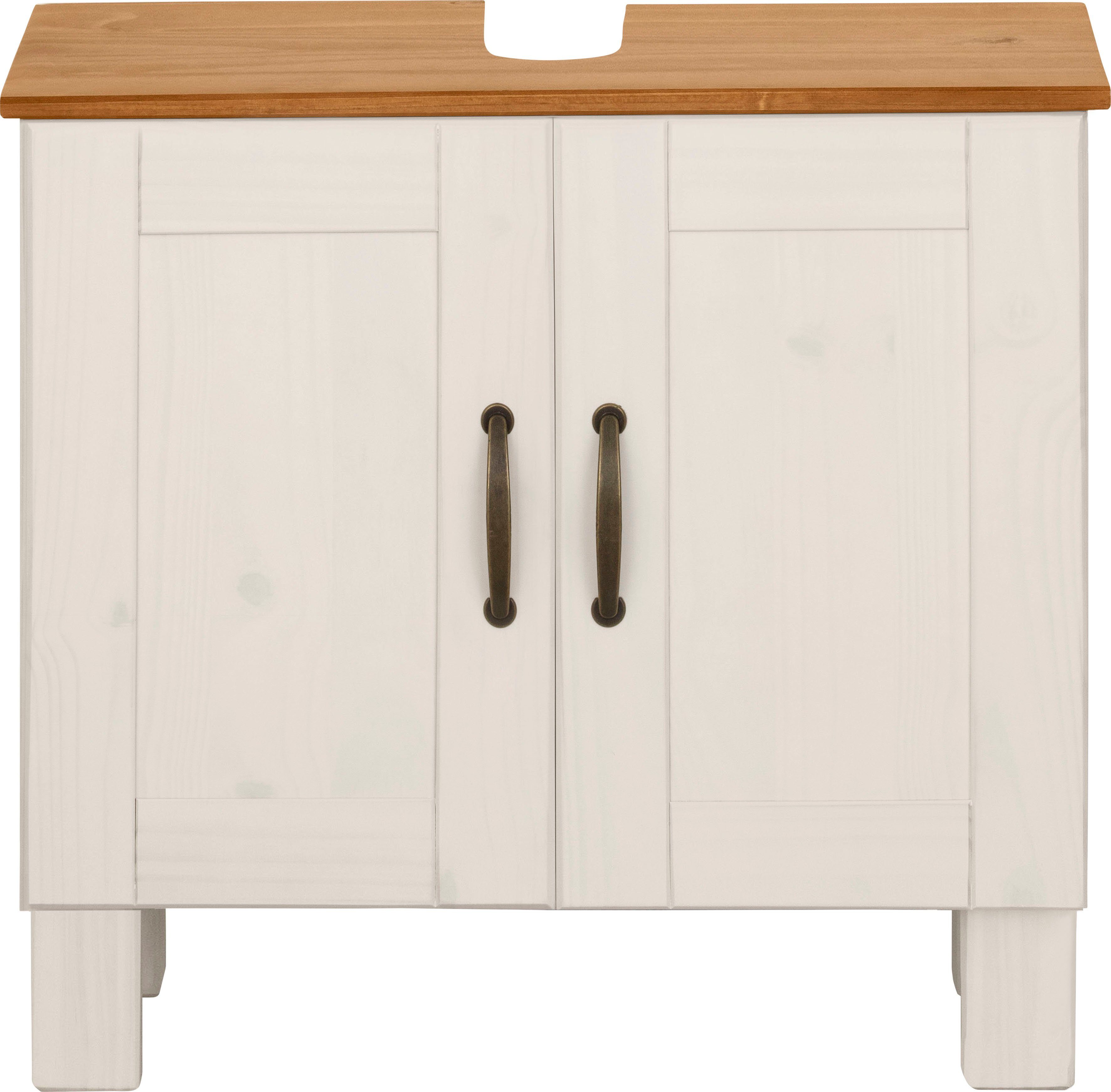 Home affaire Waschbeckenunterschrank Rodby FSC®-zertifiziertes Massivholz, Griffe Metall, Breite 60cm, Höhe 55cm