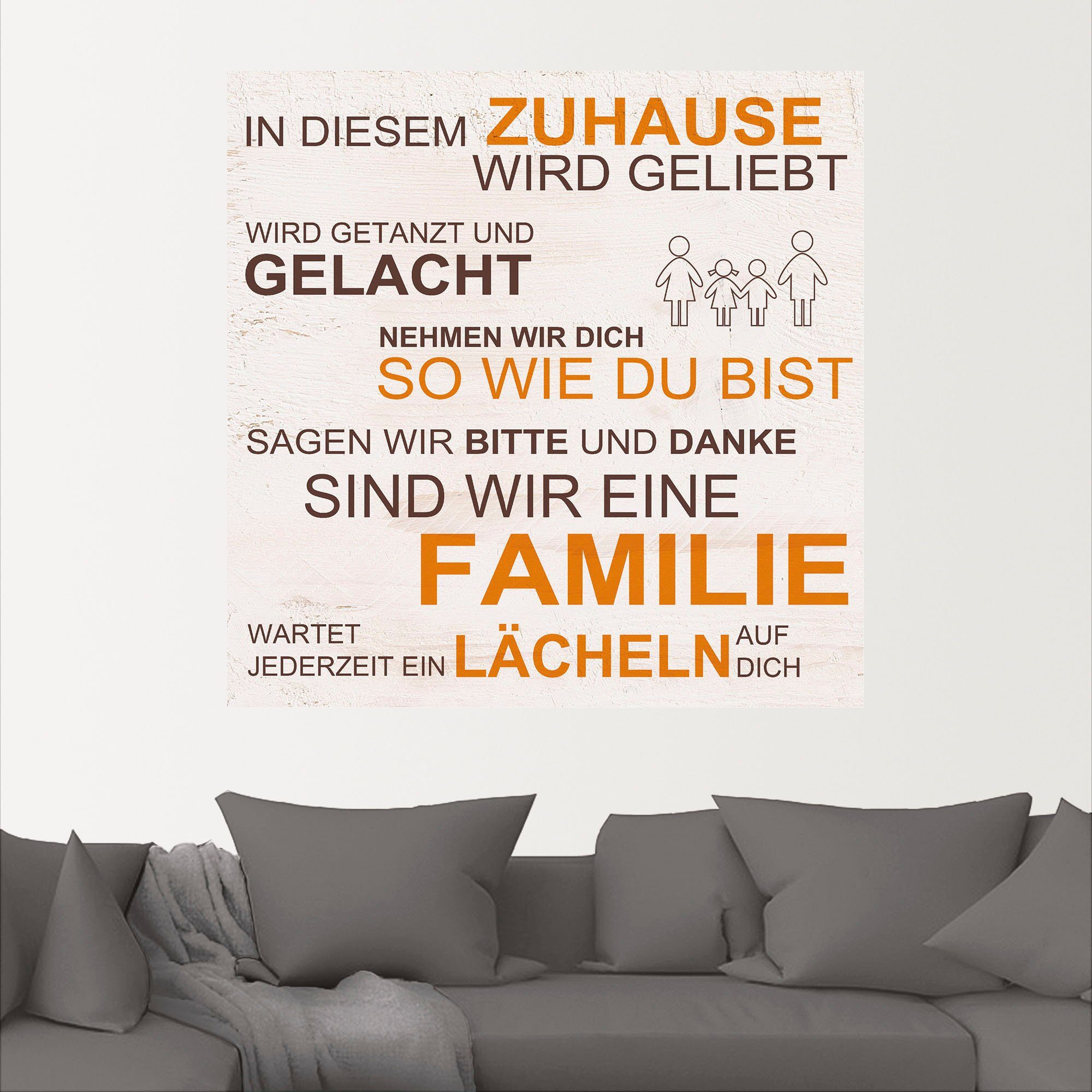 Texte & Wandbild versch. oder Größen (1 beige, diesem St), in Wandaufkleber Artland Zuhause Poster Alubild, Sprüche - als In Leinwandbild,