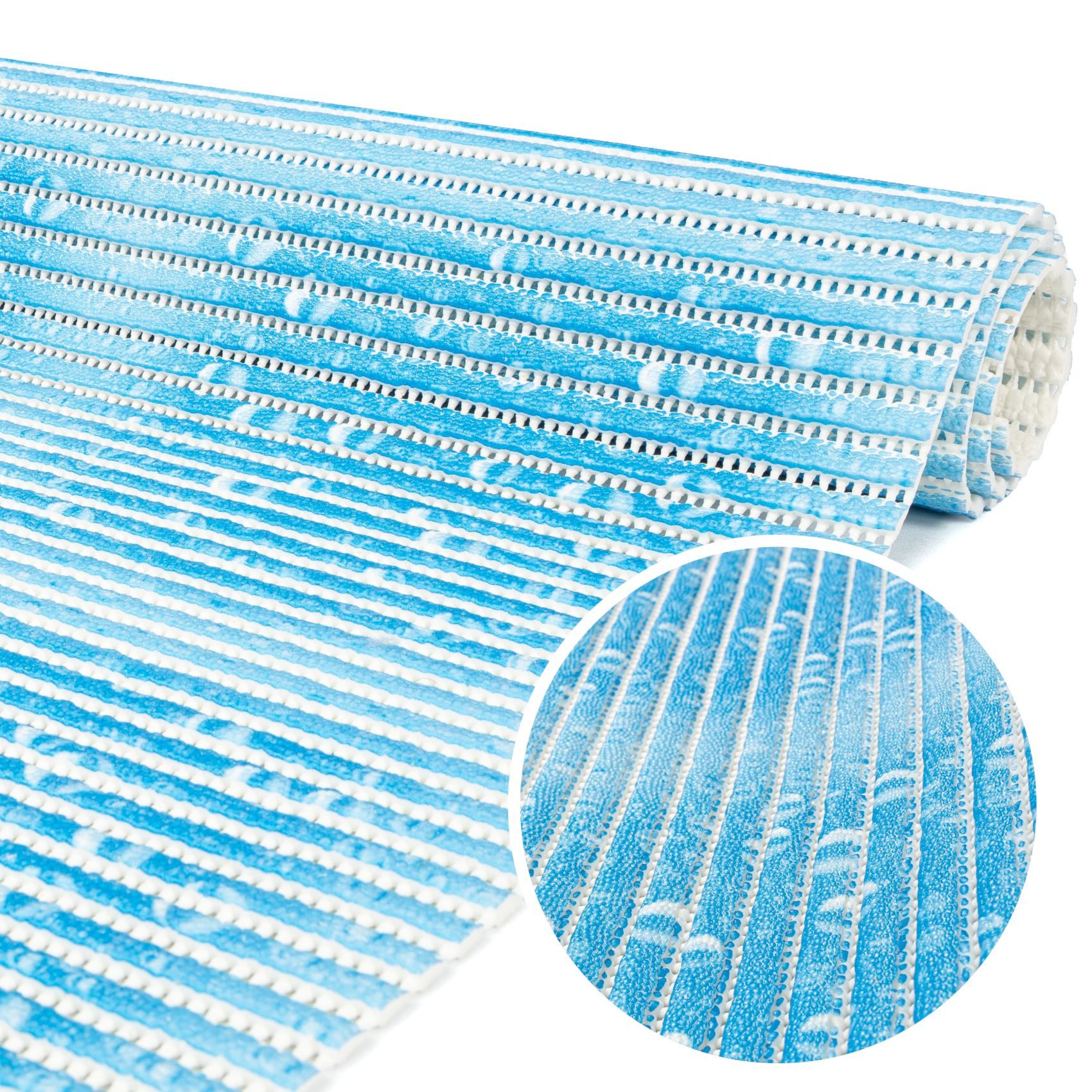 ANRO Schaum-Badematte Antirutschmatte Weichschaummatte Badezimmer Premium, Höhe 5 mm, strapazierfähig, Drainage Effekt, Rillen, wasserdurchlässig, rutschhemmend, pflegeleicht, Weich, fußbodenheizungsgeeignet, schnell trocknend, Rutschhemmend, mit Drainagelöchern, Praktisch, PVC, Eckig, Badteppich Weichschaum 100x65cm Therme Hellblau