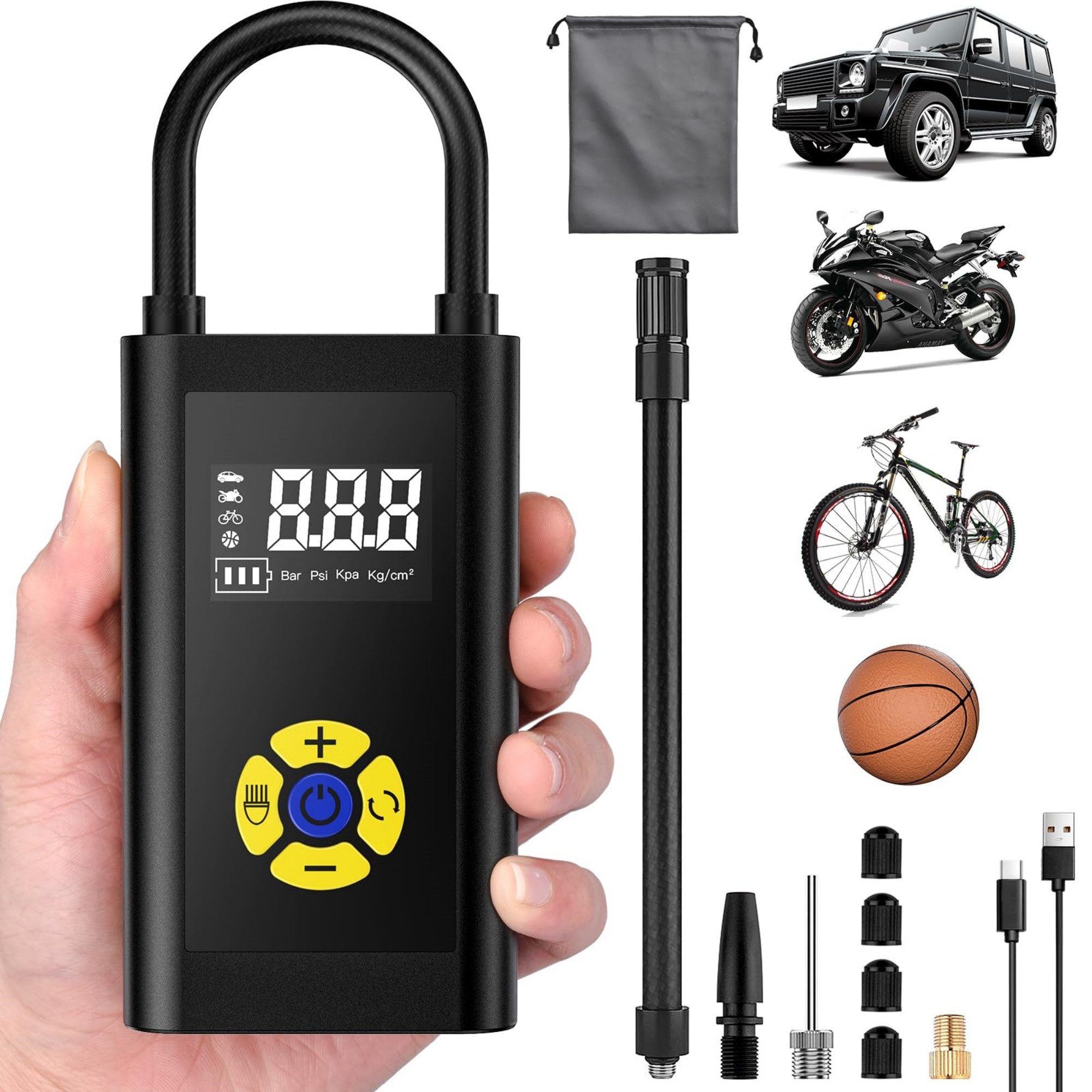 AIBISTAR Akku-Luftpumpe Elektrische Tragbare Luftpumpe,Mini Kompressor,luftpumpe für fahrrad, Akku-Luftpumpe Elektrische,Mini Kompressor,luftpumpe für fahrrad
