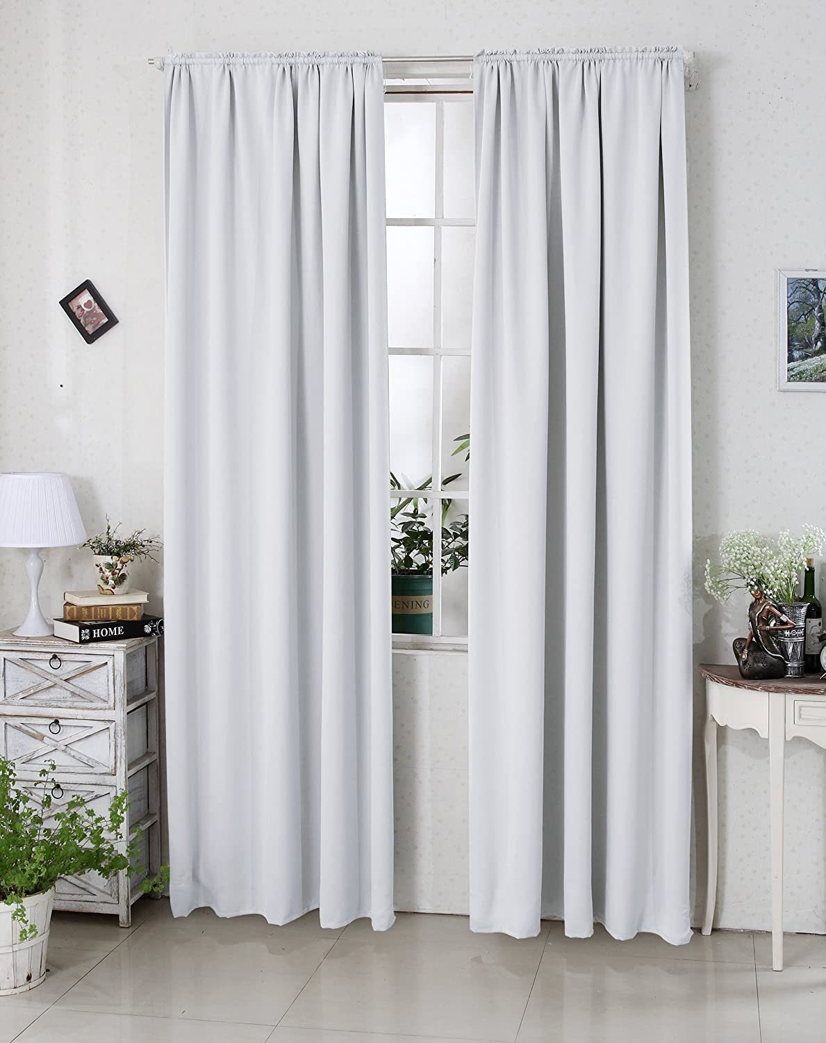 Woltu Gardine (2 St), Kräuselband für Schiene, Thermo-/Verdunklungsvorhang