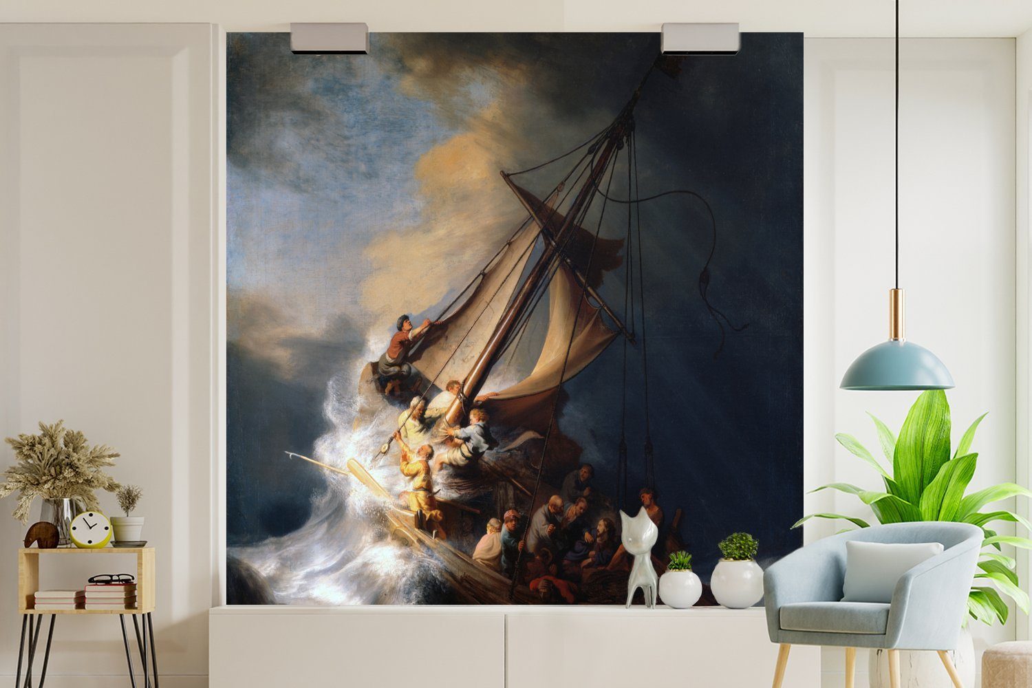Schlafzimmer, auf - van Tapete für See bedruckt, St), oder Rembrandt von Matt, Sturm dem Wohnzimmer (5 Rijn, Der Genezareth Vinyl Wandtapete MuchoWow Fototapete Gemälde