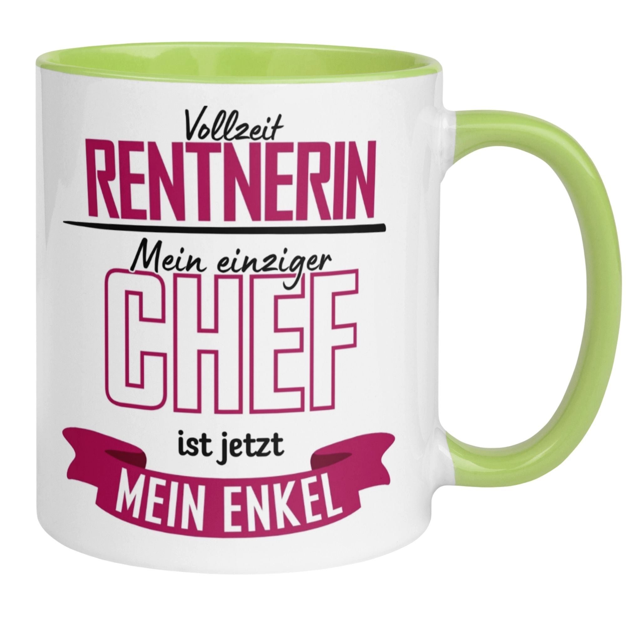 Momentals Tasse Rentnerin – „Einziger Chef ist jetzt mein Enkel“ – Geschenk Rente Frau, Gratis Versand · Links-&Rechtshänder · Spülmaschinenfest