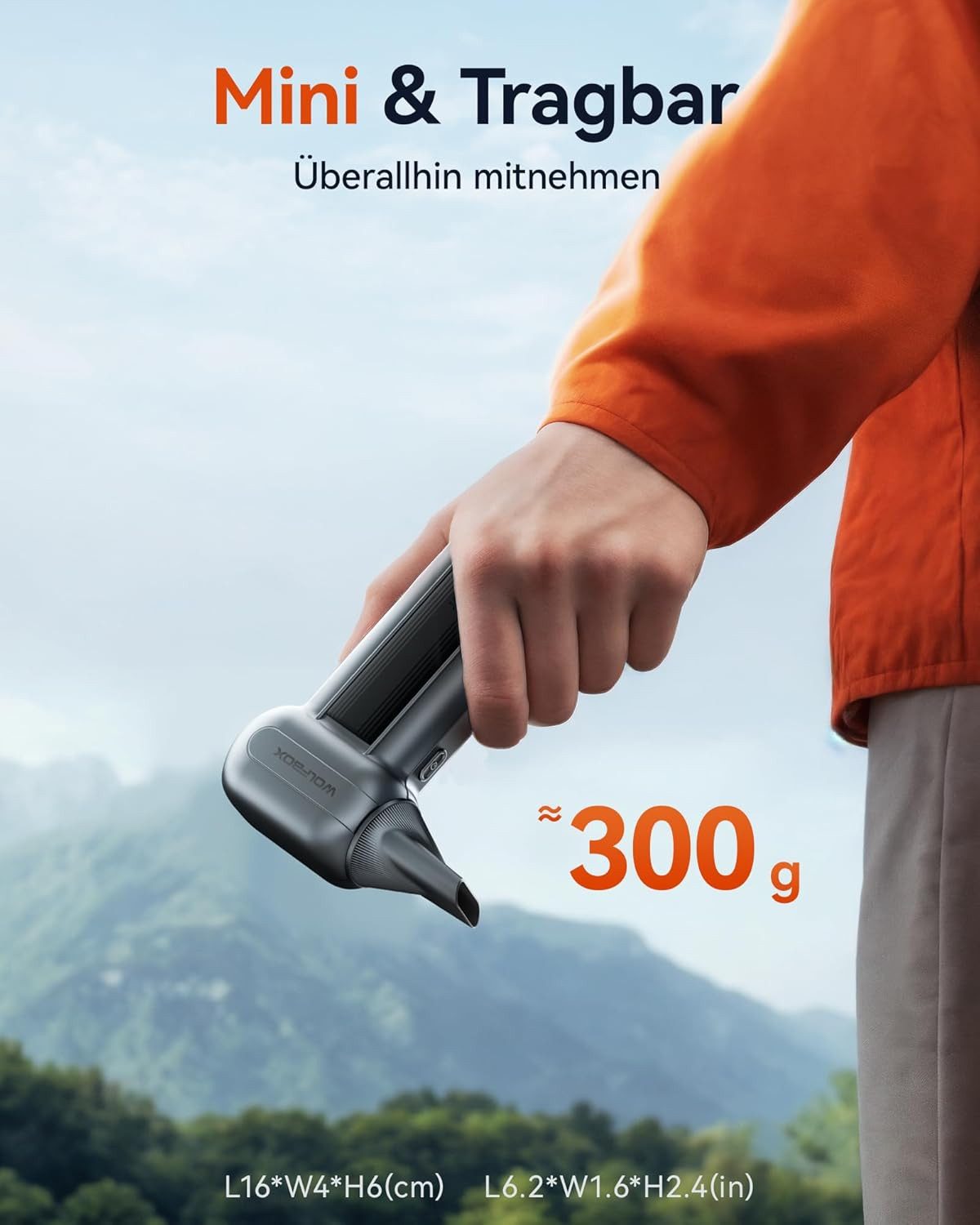 WOLFBOX Akku-Handstaubsauger Electric Air Duster mit drei einstellbaren Geschwindigkeitsstufen, 3-Gang-Staubgebläse, 150000 U/min, mit 5 Düsen und 2 Bürsten – Bild 4 von 5